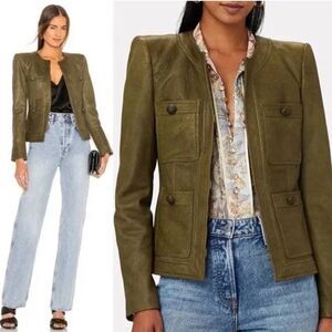 Veronica Beard Olive Leather Jacket